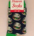 Тъмносини готини чорапи с десен на бургери и зелен ластик марка Heaven Socks