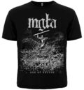 Лице на черна блек метъл тениска Mgla Age of Excuse със ситопечат на ездач