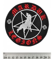Кръгла метъл нашивка Marduk Legions Wolf с вълк и пентаграм