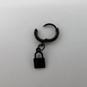 Черна стоманена обеца ухо 9мм халка с катинар - Hover Image