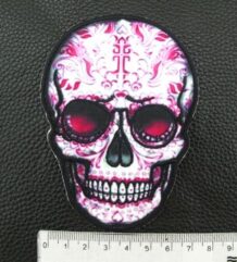 Метъл нашивка Powerwolf Sugar Skull с розови орнаменти