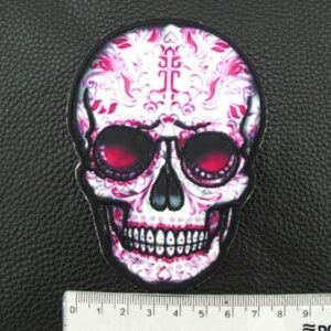 Метъл нашивка Powerwolf Sugar Skull с розови орнаменти