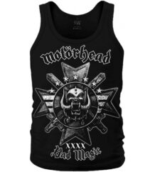 Мъжки памучен потник Motorhead Bad Magic с предна щампа на Snaggletooth и железен кръст