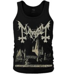 Мъжки памучен потник Mayhem De Mysteriis Dom Sathanas с катедрала, преден изглед