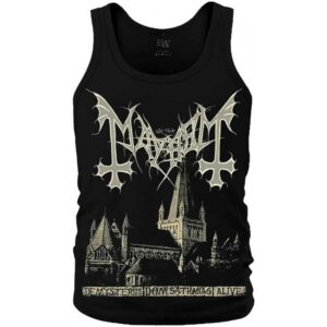 Мъжки памучен потник Mayhem De Mysteriis Dom Sathanas с катедрала, преден изглед