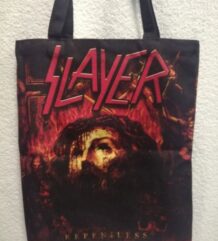 Черна текстилна чанта Slayer с кървав орел и червено лого Repentless