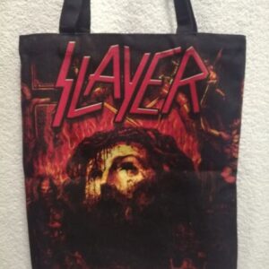 Черна текстилна чанта Slayer с кървав орел и червено лого Repentless