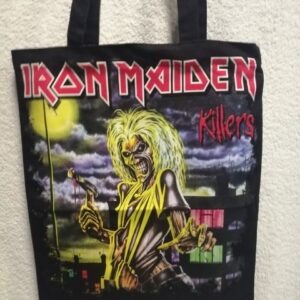 Черна плажна чанта Iron Maiden Killers с пълна графика на Eddie и логото на групата