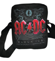 Черна мъжка чанта през рамо AC/DC Black Ice с червено лого