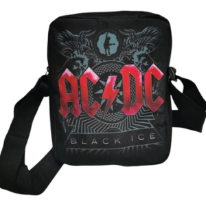 Черна мъжка чанта през рамо AC/DC Black Ice с червено лого
