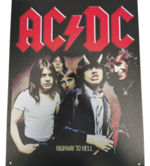 Метална табела AC/DC Highway to Hell с Ангъс Йънг и Бон Скот