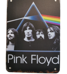 Метална табела Pink Floyd с призмата от Dark Side of the Moon и портрети на бандата