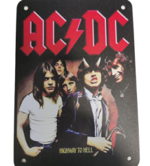 Метална табела AC/DC Highway to Hell с Ангъс Йънг и Бон Скот в А5 формат