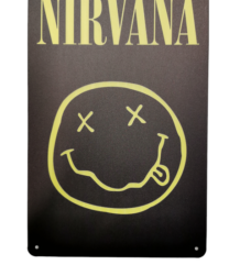 Метална табела за декорация Nirvana с жълто Smiley лого
