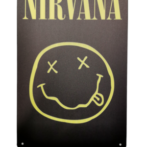 Метална табела за декорация Nirvana с жълто Smiley лого
