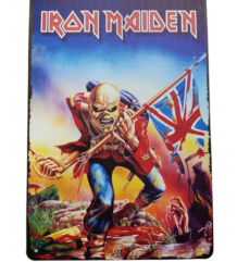 Метална табела Iron Maiden The Trooper с талисмана Еди и знаме