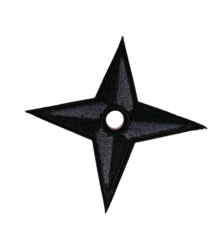 Черна бродирана нашивка Naruto Shuriken под формата на нинджа звезда