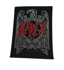 Оригинална бродирана метъл нашивка Slayer Eagle Logo в червено и сиво