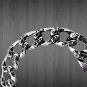 Гривна от стомана с релеф на Chrome Hearts - Hover Image