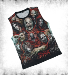 Евтин мъжки потник Slipknot с full-print щампа и маски