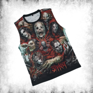 Евтин мъжки потник Slipknot с full-print щампа и маски
