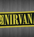 Хоризонтална оригинална везана нашивка на Nirvana с жълто лого и надпис