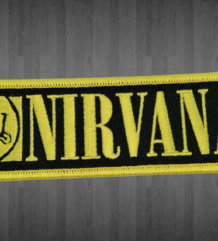 Хоризонтална оригинална везана нашивка на Nirvana с жълто лого и надпис