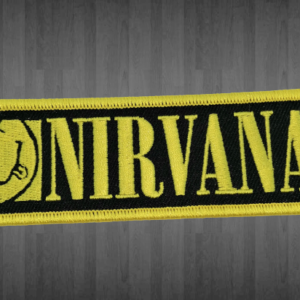 Хоризонтална оригинална везана нашивка на Nirvana с жълто лого и надпис