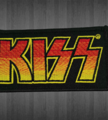 Изцяло бродирана рок нашивка Kiss с червено-жълти преливащи цветове