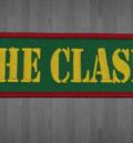 Оригинална везана пънк нашивка The Clash с жълто лого на зелен фон