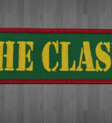 Оригинална везана пънк нашивка The Clash с жълто лого на зелен фон