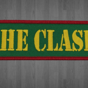 Оригинална везана пънк нашивка The Clash с жълто лого на зелен фон
