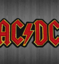 Оригинална лицензирана рок нашивка AC/DC с червено лого и жълт контур