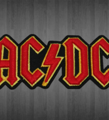 Оригинална лицензирана рок нашивка AC/DC с червено лого и жълт контур