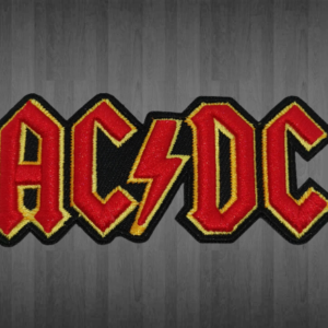 Оригинална лицензирана рок нашивка AC/DC с червено лого и жълт контур