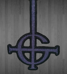 Бродирана метъл нашивка Ghost Logo с лилав Grucifix символ