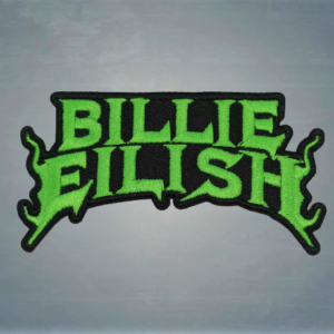 Бродирана нашивка Billie Eilish с ярко зелено лого на черен фон