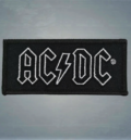 Класическа везана рок нашивка AC/DC с бяло лого на черен фон