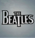 Класическа везана рок нашивка The Beatles с бяло лого на черен фон