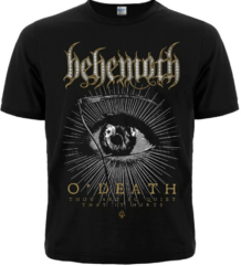 Черна метъл тениска Behemoth O Death с графика на око и коса на предната страна