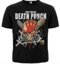 Предна част на мъжка метъл тениска Five Finger Death Punch с череп и червена ръка