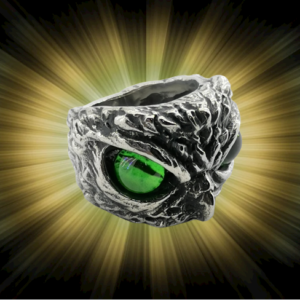 Ефектен пръстен с големи зели очи на бухал - Hover Image