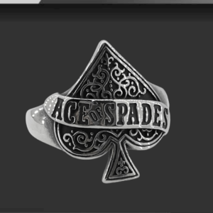 Рокерски пръстен от медицинска стомана Ace of Spades с орнаменти - Hover Image