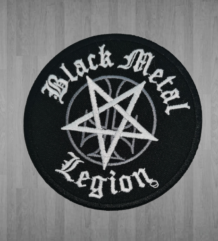 Кръгла метъл нашивка Black Metal Legion с пентаграм