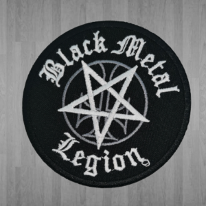 Кръгла метъл нашивка Black Metal Legion с пентаграм