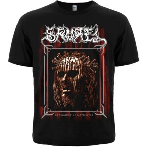 Предна част на черна метъл тениска Samael с обложката на албума Ceremony of Opposites.