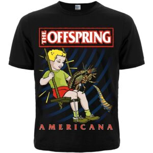Лице на черна рок тениска The Offspring Americana памук с цветна щампа на дете и насекомо