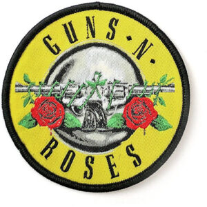 Кръгла рок нашивка Guns N' Roses с револвери и рози