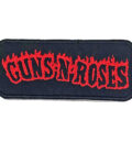 Малка везана рок нашивка Guns N' Roses с червено лого и пламъци