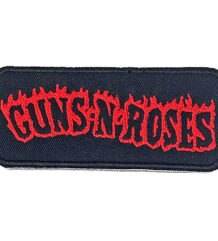 Малка везана рок нашивка Guns N' Roses с червено лого и пламъци